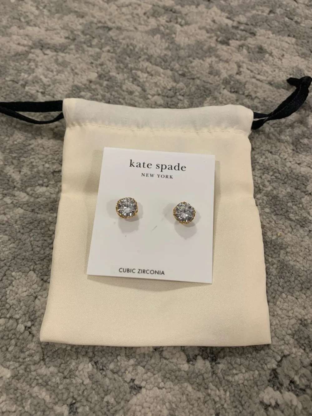 kate spade That Sparkle Gold-Tone Clear Cubic Zirconia Stud Earrings - Picture 2 of 4
